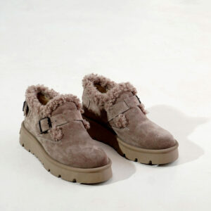 Короткі зимові бежеві черевики  — натуральна замша (vm-astra-78)