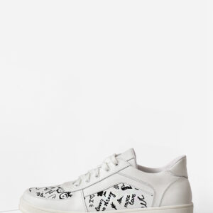 Жіночі білі шкіряні кеди з написом (vm-em-089)