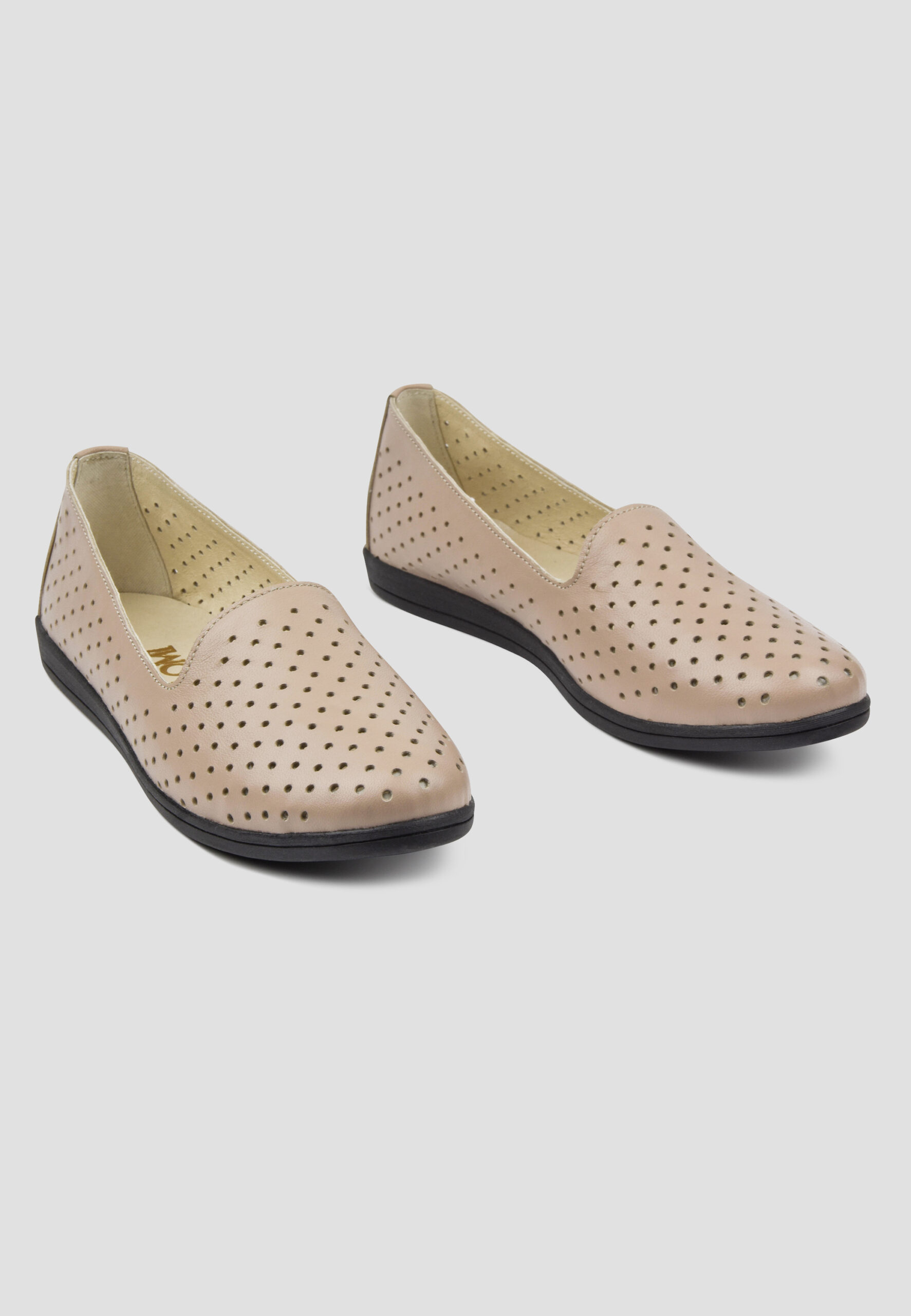 Легкі шкіряні туфлі кольору капучино з перфорацією (vm-am-10k) - Зображення 2