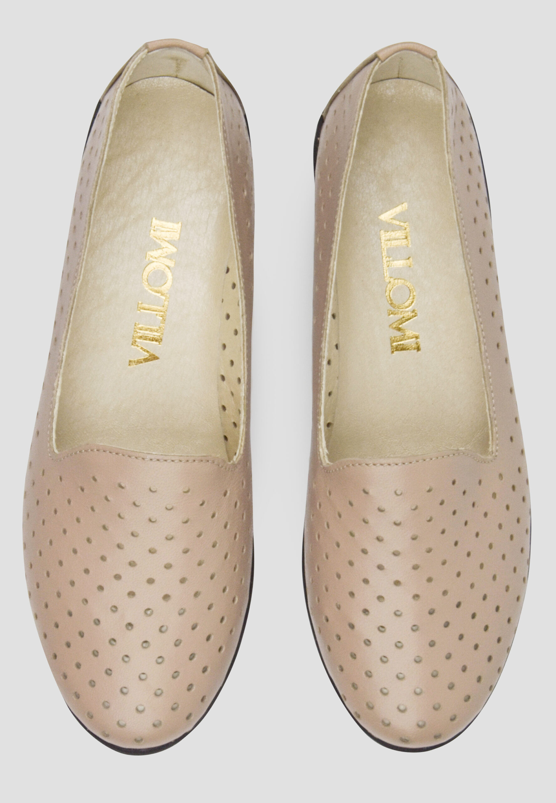 Легкі шкіряні туфлі кольору капучино з перфорацією (vm-am-10k) - Зображення 4