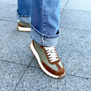 Оливкові повномірні кросівки—натуральна шкіра (vm-176-45)