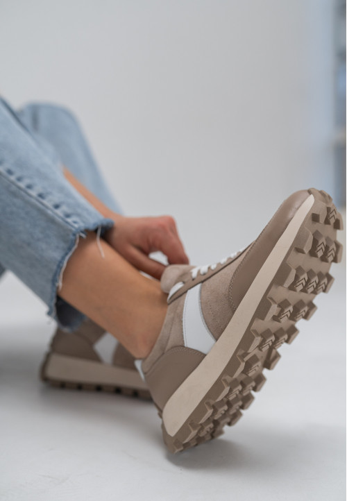 Кросівки жіночі в комбінації шкіри та замші кольору капучино (vm-176-35k) - Зображення 4