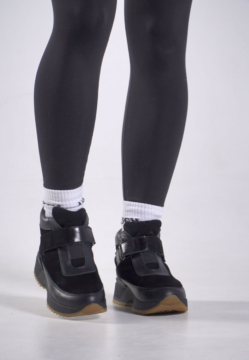 Кросівки чорні з липучкою — шкіра та замша (vm-176-48ch) - Зображення 2