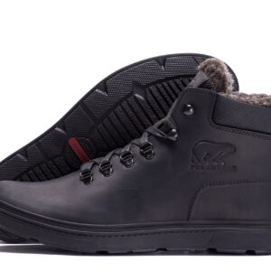 Чоловічі зимові шкіряні черевики Polar Bear Black leather (B-1 бот leather)