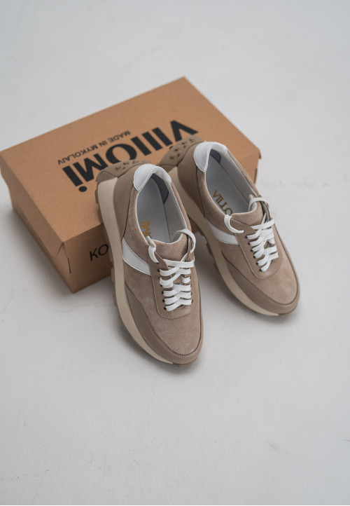 Кросівки жіночі в комбінації шкіри та замші кольору капучино (vm-176-35k) - Зображення 7