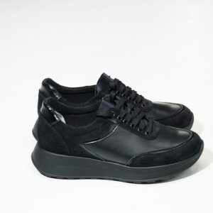 Чорні стильні кросівки — натуральна шкіра та замша (vm-om-43ch)