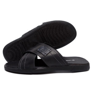 Чоловічі шкіряні літні шльопанці LL Black (104ч.кр)