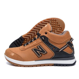 Чоловічі зимові шкіряні кросівки NB Clasic Fox (NB риж. бот)