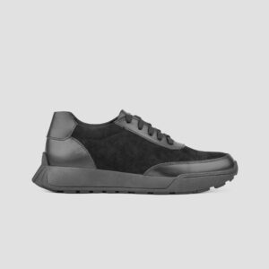 Жіночі кросівки чорні з натуральної шкіри та замши (od-1216-1)