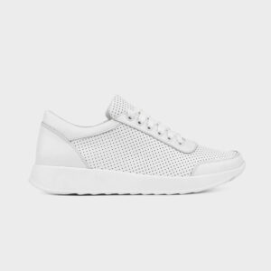 Білі шкіряні кросівки з перфорацією (vm-om-082)