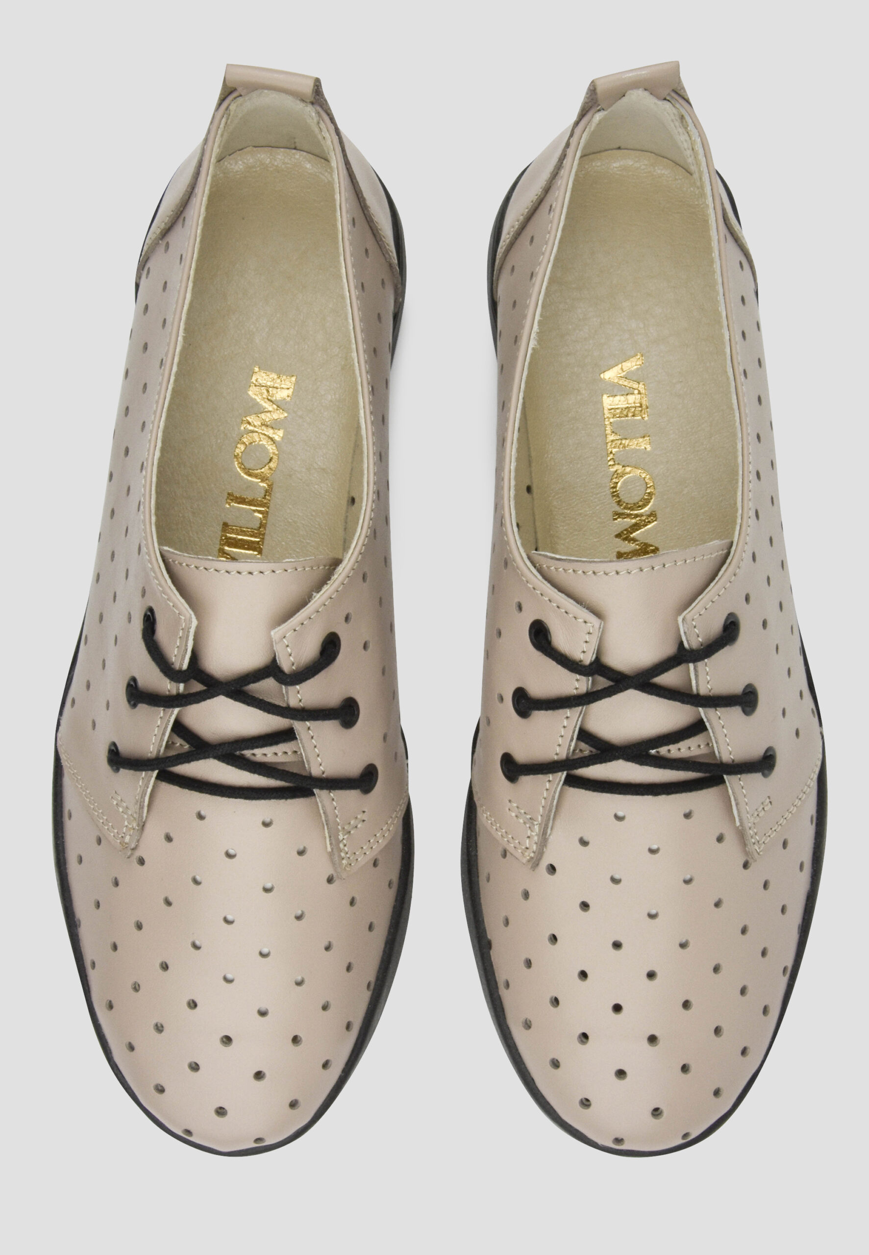 Жіночі шкіряні мокасини кольору капучино з перфорацією (vm-am-092) - Зображення 4