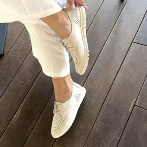 Шкіряні бежеві мокасини — жіноче взуття  (vm-marina-10)