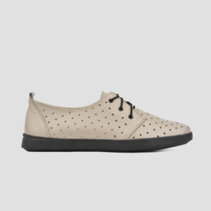 Жіночі шкіряні мокасини кольору капучино з перфорацією (vm-am-092)