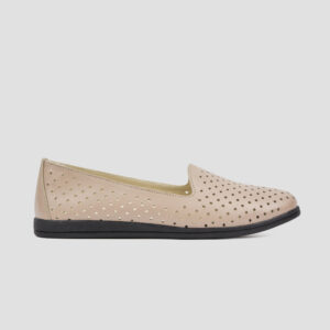 Легкі шкіряні туфлі кольору капучино з перфорацією (vm-am-10k)