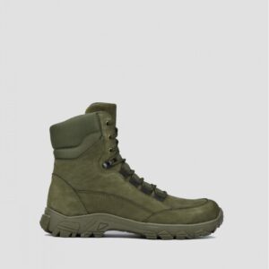 Берці з гідрофобного нубуку на хутрі хакі високі тактичні з клапаном на товстій підошві чоловічі -20°С (vm-DN-03)