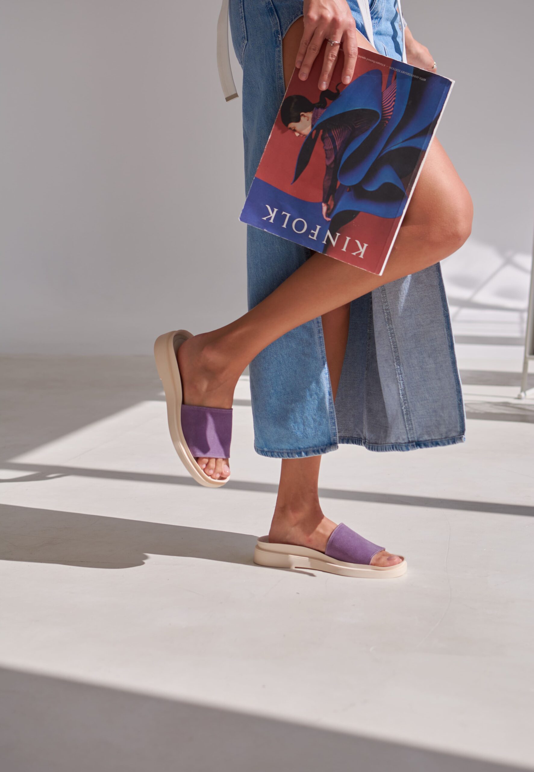 Жіночі замшеві шльопанці фіолетового кольору (vm-2206f) - Зображення 2