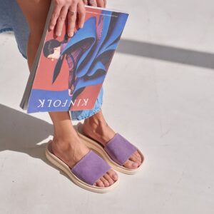 Жіночі замшеві шльопанці фіолетового кольору (vm-2206f)