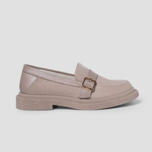 Стильні бежеві замшеві туфлі з пряжкою (vm-merry-01)