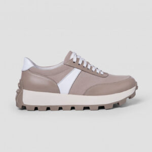 Кросівки жіночі в комбінації шкіри та замші кольору капучино (vm-176-35k)