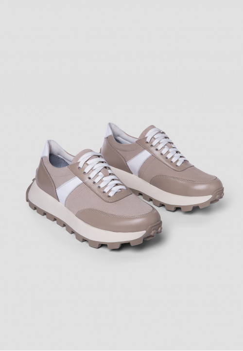 Кросівки жіночі в комбінації шкіри та замші кольору капучино (vm-176-35k) - Зображення 2