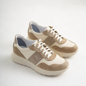 Кросівки жіночі в комбінації шкіри та замші бежевого кольору (vm-176-361)