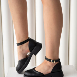 Чорні шкіряні відкриті туфлі (vm-001-11ch)