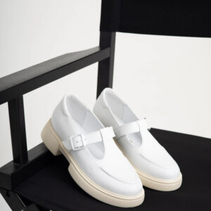 Білі шкіряні туфлі на низькому ходу (vm-001-10b)