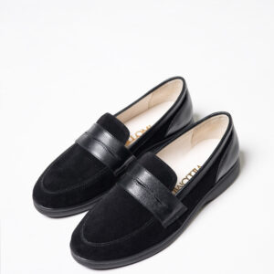 Жіночі чорні замшеві туфлі з шкіряною вставкою (vm-1056-06)