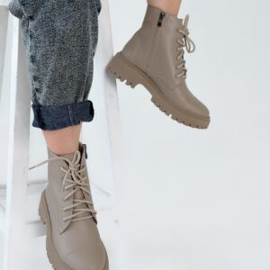 Черевики шкіряні жіночі демісезонні зі шнурком і блискавкою (vm-astra-390)